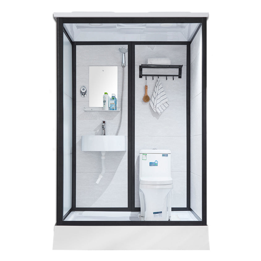Framed Tempered Glass Shower Kit with Base Included Framed Shower Stall Clearhalo 'Bathroom Remodel & Bathroom Fixtures' 'Home Improvement' 'home_improvement' 'home_improvement_shower_stalls_enclosures' 'Shower Stalls & Enclosures' 'shower_stalls_enclosures' 'Showers & Bathtubs' 6497047