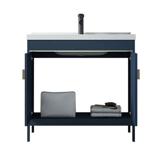 Blue Bath Vanity Hardware Glam Metal Freestanding Bathroom Vanity Set ...