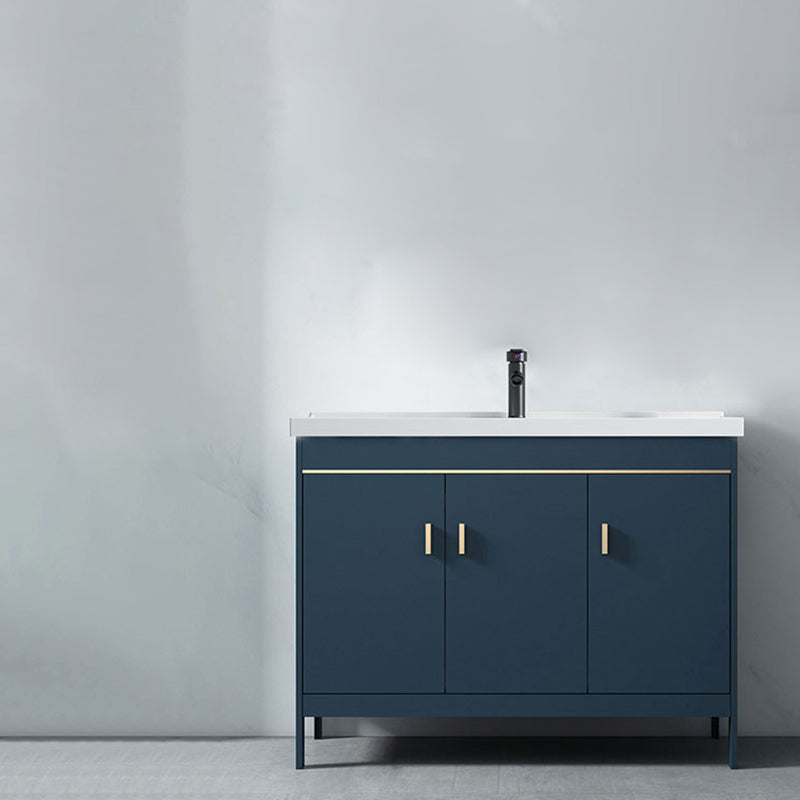 Blue Bath Vanity Hardware Glam Metal Freestanding Bathroom Vanity Set with Mirror Vanity & Faucet Clearhalo 'Bathroom Remodel & Bathroom Fixtures' 'Bathroom Vanities' 'bathroom_vanities' 'Home Improvement' 'home_improvement' 'home_improvement_bathroom_vanities' 6497090