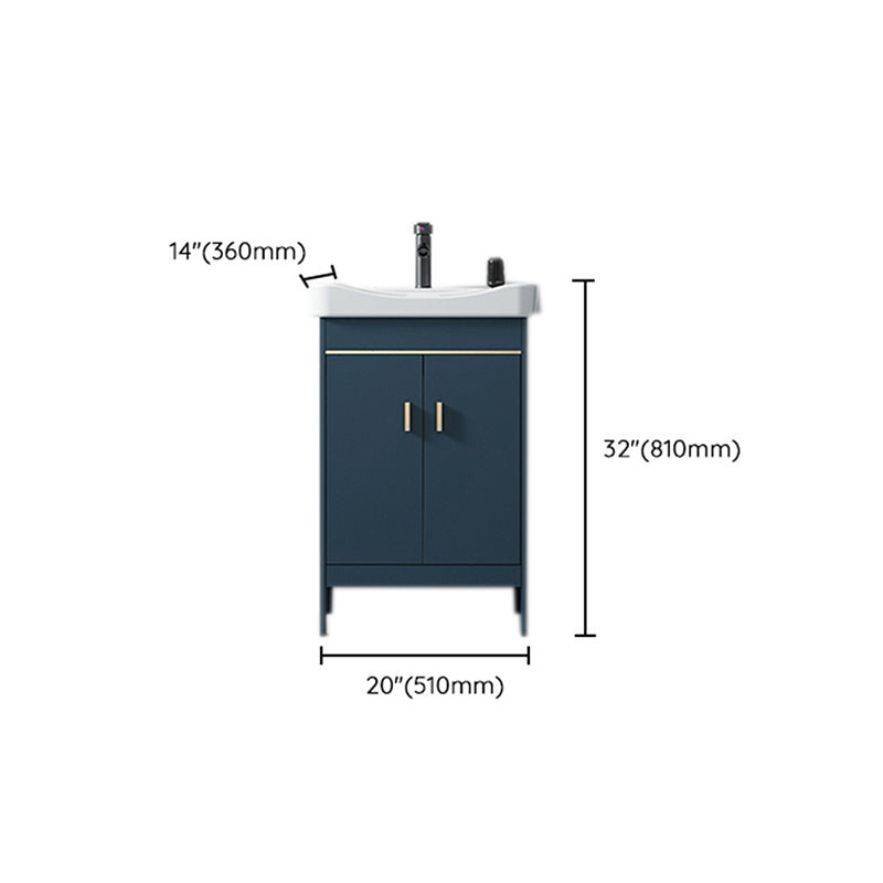 Blue Bath Vanity Hardware Glam Metal Freestanding Bathroom Vanity Set with Mirror Clearhalo 'Bathroom Remodel & Bathroom Fixtures' 'Bathroom Vanities' 'bathroom_vanities' 'Home Improvement' 'home_improvement' 'home_improvement_bathroom_vanities' 6497101