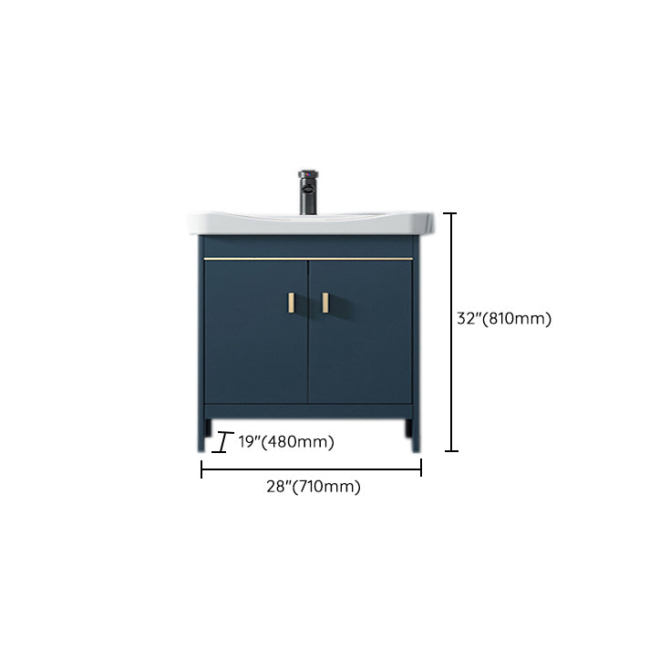 Blue Bath Vanity Hardware Glam Metal Freestanding Bathroom Vanity Set with Mirror Clearhalo 'Bathroom Remodel & Bathroom Fixtures' 'Bathroom Vanities' 'bathroom_vanities' 'Home Improvement' 'home_improvement' 'home_improvement_bathroom_vanities' 6497103
