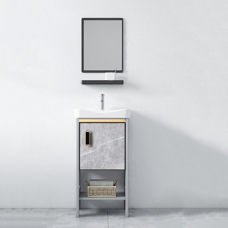 Modern Aluminium Faucet Included Bathroom Sink Vanity with Soft Close Door Vanity & Faucet & Mirrors 16.9"L x 13.8"W x 31.9"H Clearhalo 'Bathroom Remodel & Bathroom Fixtures' 'Bathroom Vanities' 'bathroom_vanities' 'Home Improvement' 'home_improvement' 'home_improvement_bathroom_vanities' 6497108