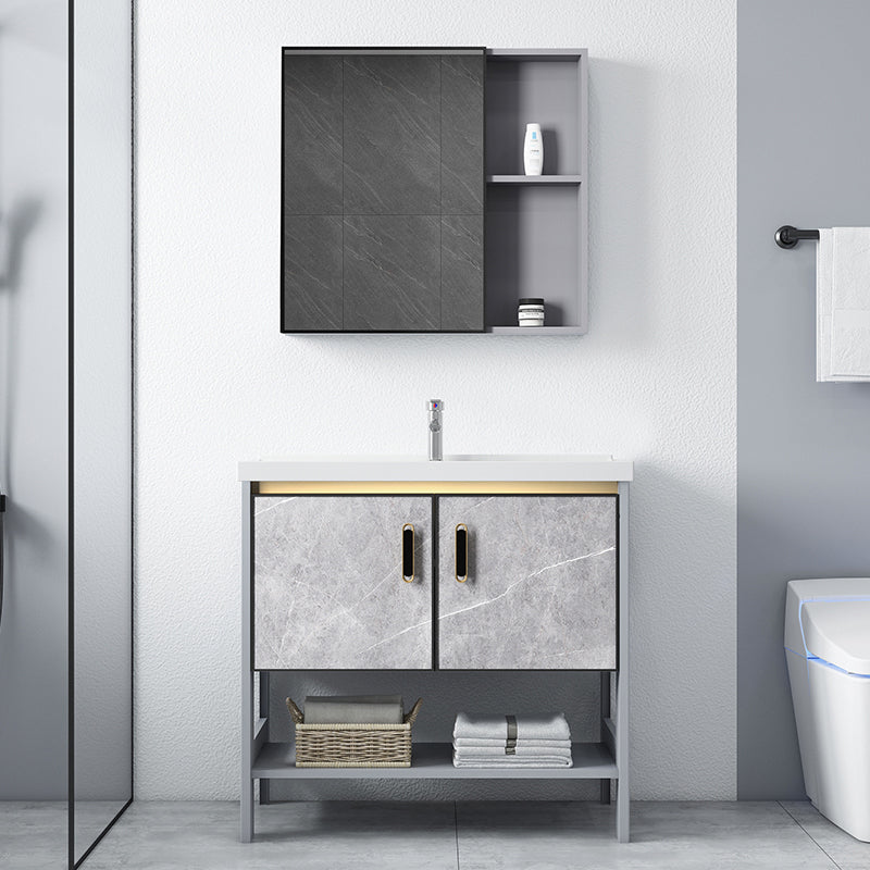 Modern Aluminium Faucet Included Bathroom Sink Vanity with Soft Close Door Clearhalo 'Bathroom Remodel & Bathroom Fixtures' 'Bathroom Vanities' 'bathroom_vanities' 'Home Improvement' 'home_improvement' 'home_improvement_bathroom_vanities' 6497110