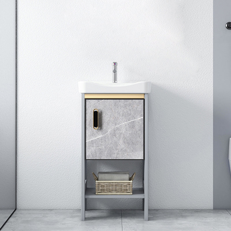 Modern Aluminium Faucet Included Bathroom Sink Vanity with Soft Close Door Vanity & Faucet Clearhalo 'Bathroom Remodel & Bathroom Fixtures' 'Bathroom Vanities' 'bathroom_vanities' 'Home Improvement' 'home_improvement' 'home_improvement_bathroom_vanities' 6497111