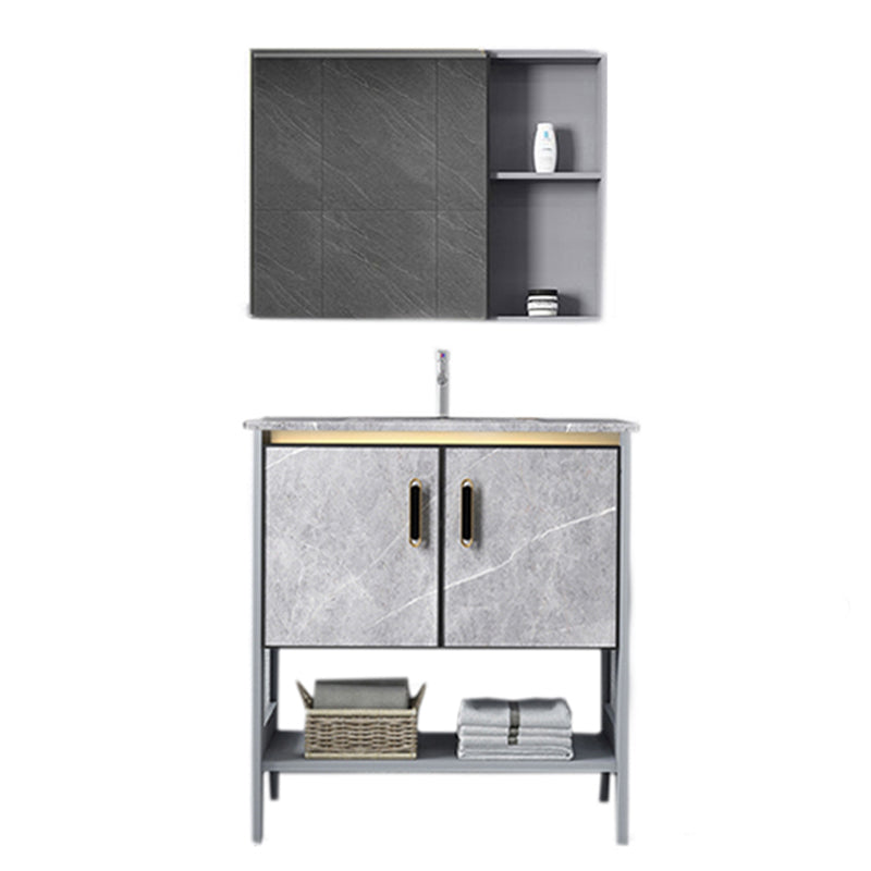 Modern Aluminium Faucet Included Bathroom Sink Vanity with Soft Close Door Clearhalo 'Bathroom Remodel & Bathroom Fixtures' 'Bathroom Vanities' 'bathroom_vanities' 'Home Improvement' 'home_improvement' 'home_improvement_bathroom_vanities' 6497113