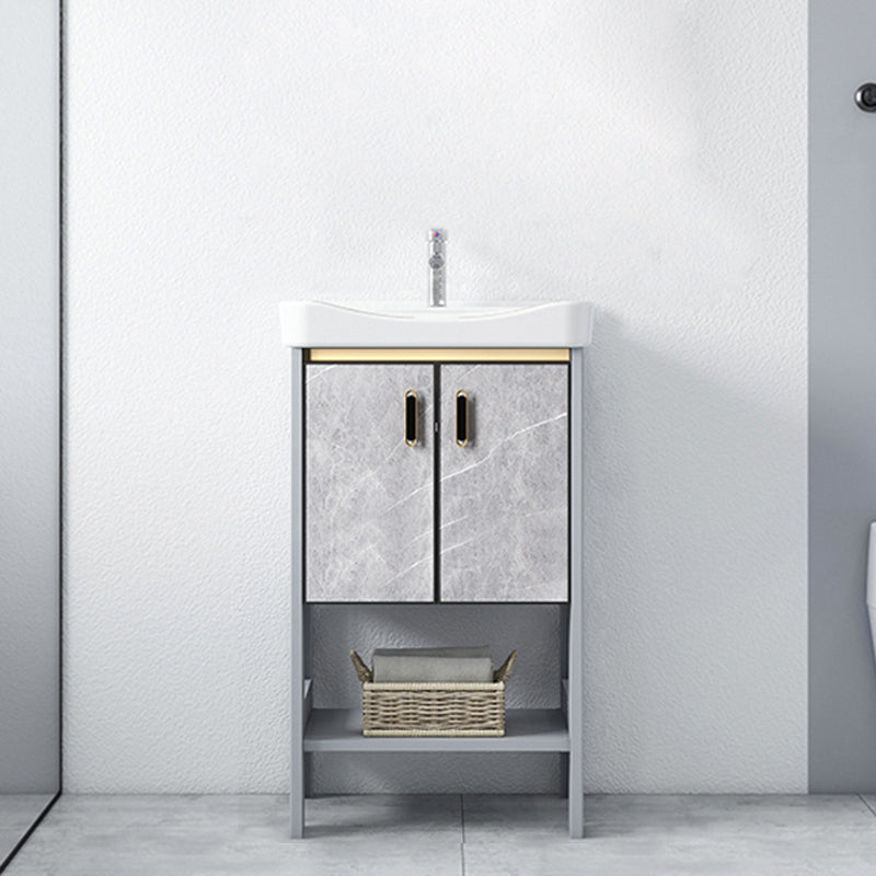 Modern Aluminium Faucet Included Bathroom Sink Vanity with Soft Close Door Vanity & Faucet 24"L x 15.7"W x 31.9"H Clearhalo 'Bathroom Remodel & Bathroom Fixtures' 'Bathroom Vanities' 'bathroom_vanities' 'Home Improvement' 'home_improvement' 'home_improvement_bathroom_vanities' 6497115