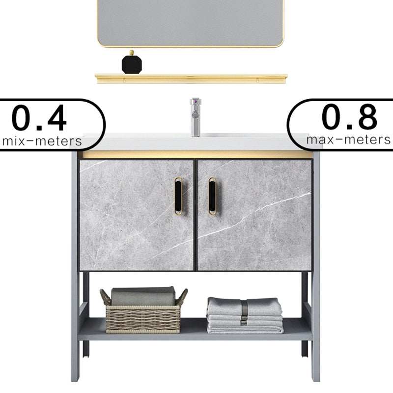 Modern Aluminium Faucet Included Bathroom Sink Vanity with Soft Close Door Clearhalo 'Bathroom Remodel & Bathroom Fixtures' 'Bathroom Vanities' 'bathroom_vanities' 'Home Improvement' 'home_improvement' 'home_improvement_bathroom_vanities' 6497116