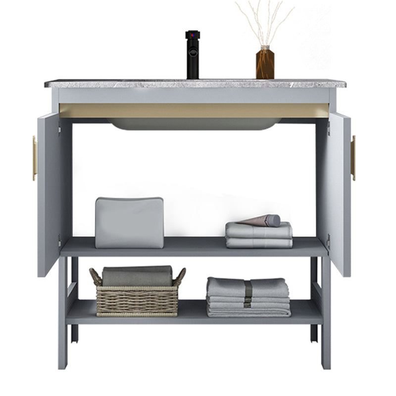 Modern Aluminium Faucet Included Bathroom Sink Vanity with Soft Close Door Clearhalo 'Bathroom Remodel & Bathroom Fixtures' 'Bathroom Vanities' 'bathroom_vanities' 'Home Improvement' 'home_improvement' 'home_improvement_bathroom_vanities' 6497122