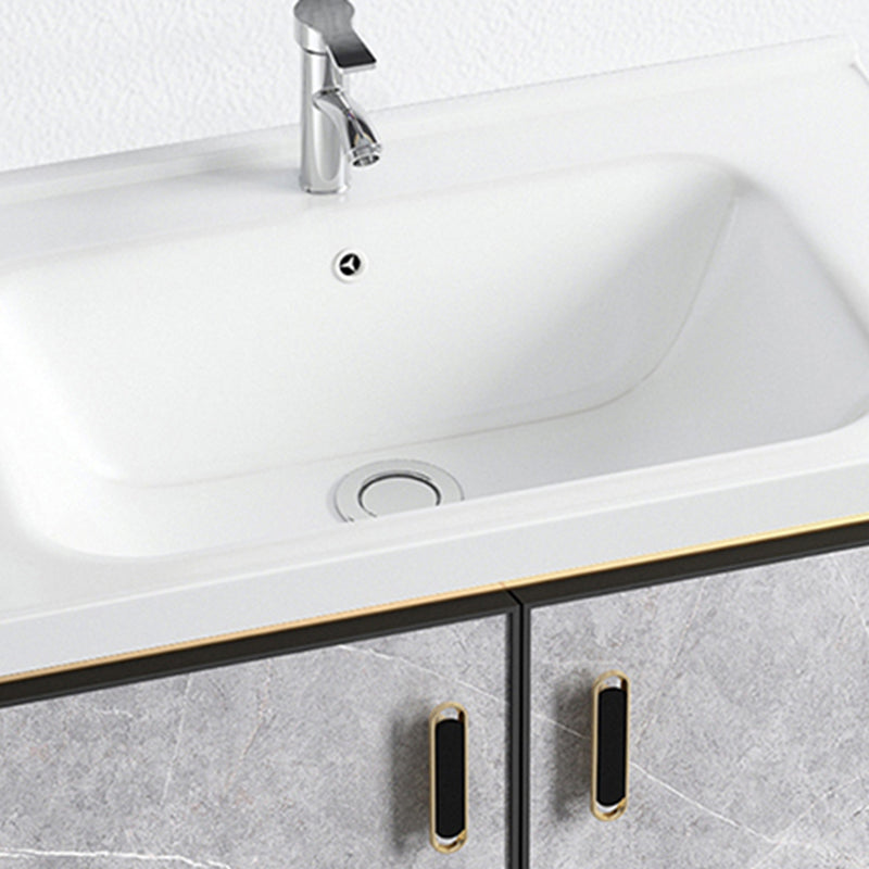 Modern Aluminium Faucet Included Bathroom Sink Vanity with Soft Close Door Clearhalo 'Bathroom Remodel & Bathroom Fixtures' 'Bathroom Vanities' 'bathroom_vanities' 'Home Improvement' 'home_improvement' 'home_improvement_bathroom_vanities' 6497123