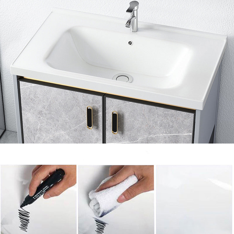 Modern Aluminium Faucet Included Bathroom Sink Vanity with Soft Close Door Clearhalo 'Bathroom Remodel & Bathroom Fixtures' 'Bathroom Vanities' 'bathroom_vanities' 'Home Improvement' 'home_improvement' 'home_improvement_bathroom_vanities' 6497129