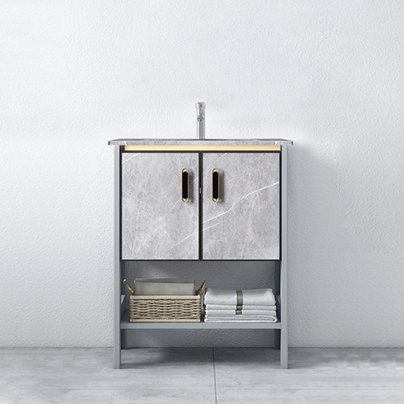 Modern Aluminium Faucet Included Bathroom Sink Vanity with Soft Close Door Vanity & Faucet 24"L x 16"W x 30"H Clearhalo 'Bathroom Remodel & Bathroom Fixtures' 'Bathroom Vanities' 'bathroom_vanities' 'Home Improvement' 'home_improvement' 'home_improvement_bathroom_vanities' 6497132