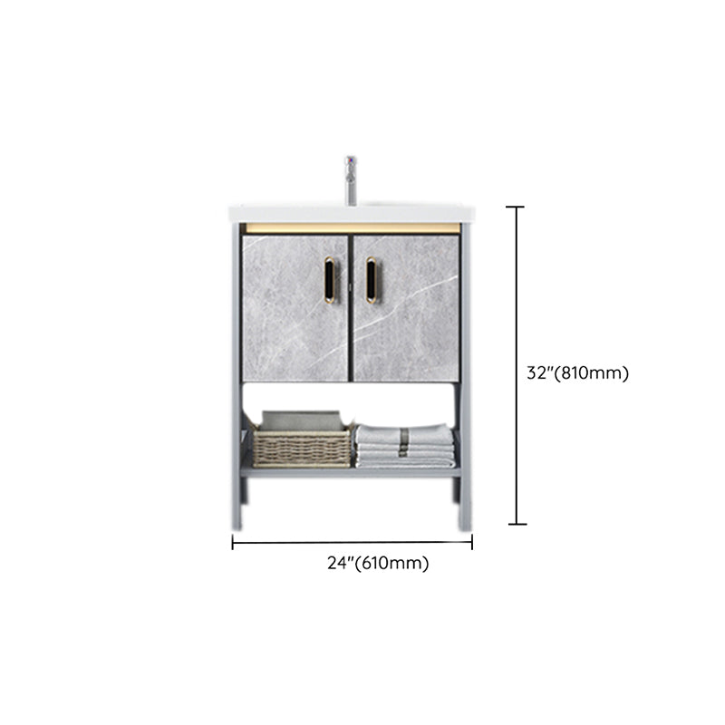 Modern Aluminium Faucet Included Bathroom Sink Vanity with Soft Close Door Clearhalo 'Bathroom Remodel & Bathroom Fixtures' 'Bathroom Vanities' 'bathroom_vanities' 'Home Improvement' 'home_improvement' 'home_improvement_bathroom_vanities' 6497140
