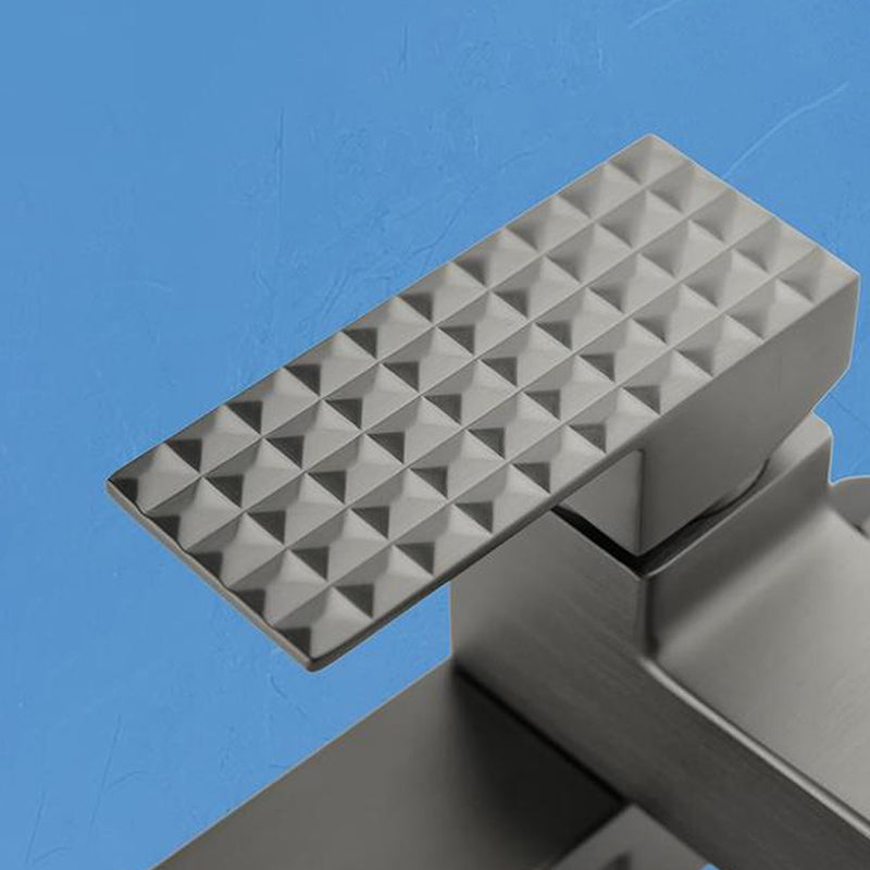 Contemporary Wall Mounted Metal Tub Filler Low Arc Lever Tub Faucet Trim Clearhalo 'Bathroom Remodel & Bathroom Fixtures' 'Bathtub Faucets' 'bathtub_faucets' 'Home Improvement' 'home_improvement' 'home_improvement_bathtub_faucets' 6497171