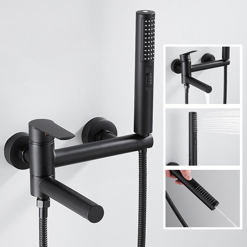 Wall Mounted Metal Tub Filler Single Handle Swivel Tub Faucet Trim Clearhalo 'Bathroom Remodel & Bathroom Fixtures' 'Bathtub Faucets' 'bathtub_faucets' 'Home Improvement' 'home_improvement' 'home_improvement_bathtub_faucets' 6497204