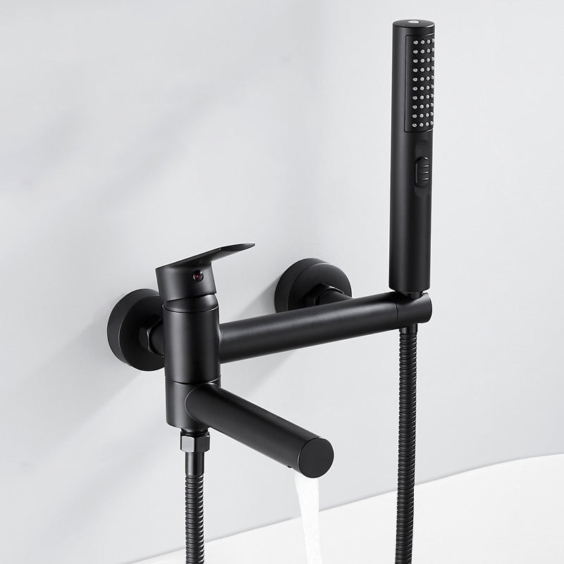 Wall Mounted Metal Tub Filler Single Handle Swivel Tub Faucet Trim Clearhalo 'Bathroom Remodel & Bathroom Fixtures' 'Bathtub Faucets' 'bathtub_faucets' 'Home Improvement' 'home_improvement' 'home_improvement_bathtub_faucets' 6497207