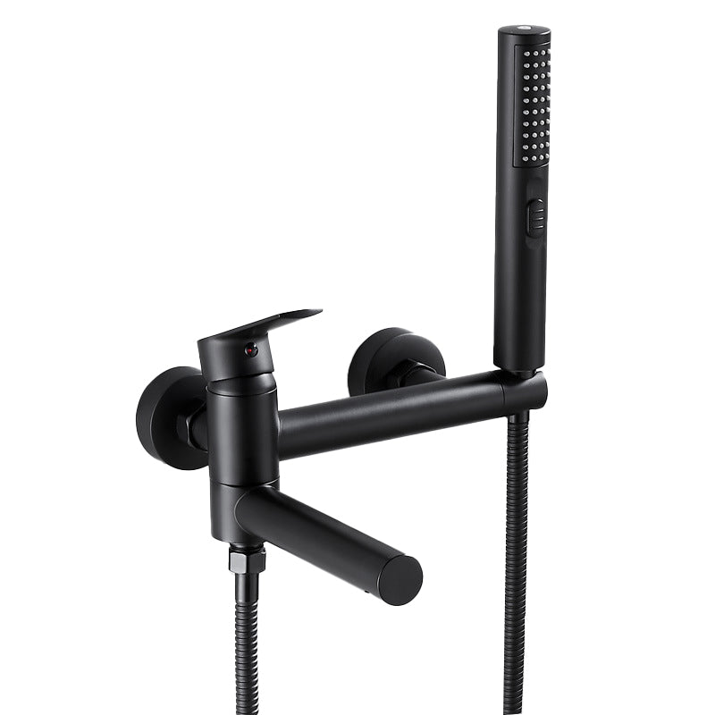 Wall Mounted Metal Tub Filler Single Handle Swivel Tub Faucet Trim Clearhalo 'Bathroom Remodel & Bathroom Fixtures' 'Bathtub Faucets' 'bathtub_faucets' 'Home Improvement' 'home_improvement' 'home_improvement_bathtub_faucets' 6497212