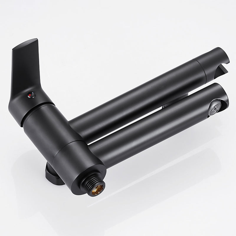 Wall Mounted Metal Tub Filler Single Handle Swivel Tub Faucet Trim Clearhalo 'Bathroom Remodel & Bathroom Fixtures' 'Bathtub Faucets' 'bathtub_faucets' 'Home Improvement' 'home_improvement' 'home_improvement_bathtub_faucets' 6497215