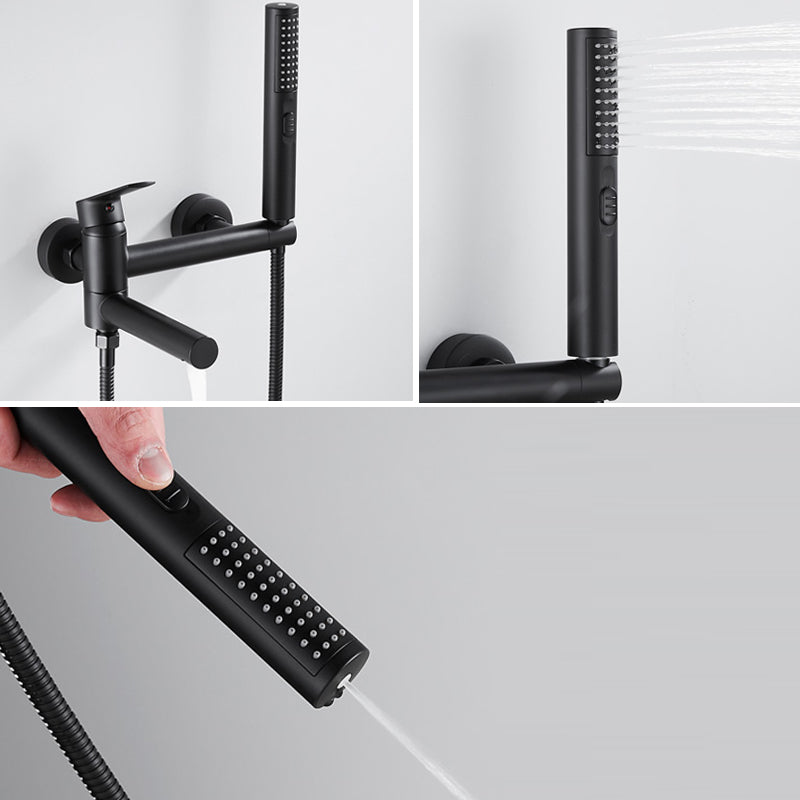 Wall Mounted Metal Tub Filler Single Handle Swivel Tub Faucet Trim Clearhalo 'Bathroom Remodel & Bathroom Fixtures' 'Bathtub Faucets' 'bathtub_faucets' 'Home Improvement' 'home_improvement' 'home_improvement_bathtub_faucets' 6497216