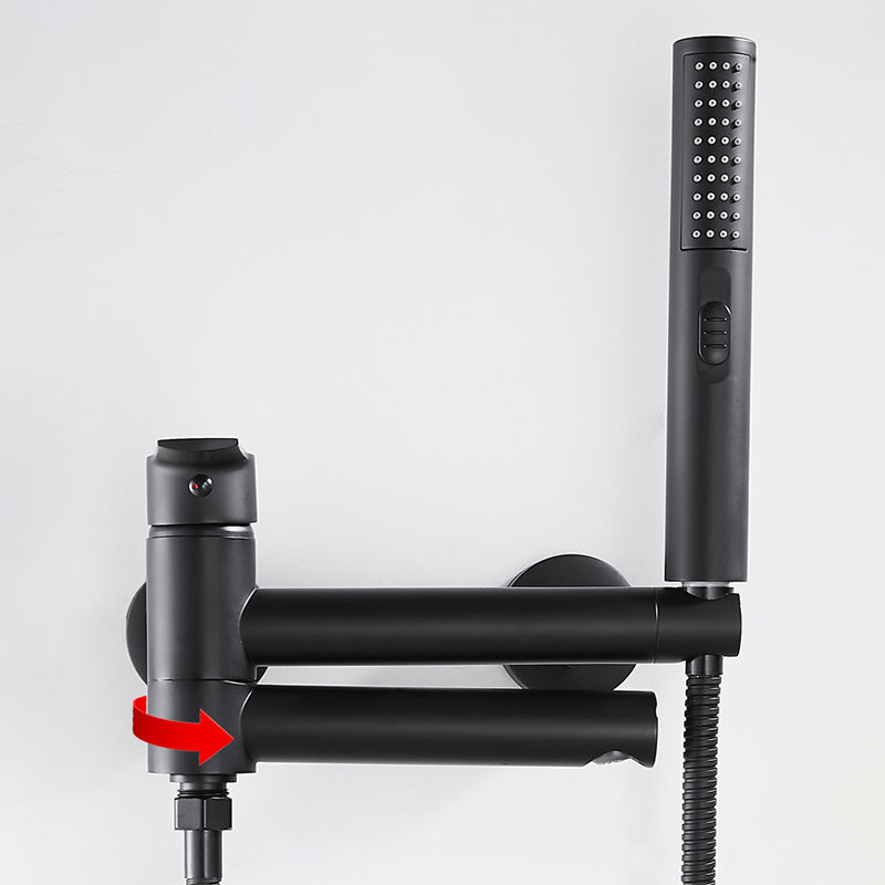 Wall Mounted Metal Tub Filler Single Handle Swivel Tub Faucet Trim Clearhalo 'Bathroom Remodel & Bathroom Fixtures' 'Bathtub Faucets' 'bathtub_faucets' 'Home Improvement' 'home_improvement' 'home_improvement_bathtub_faucets' 6497219