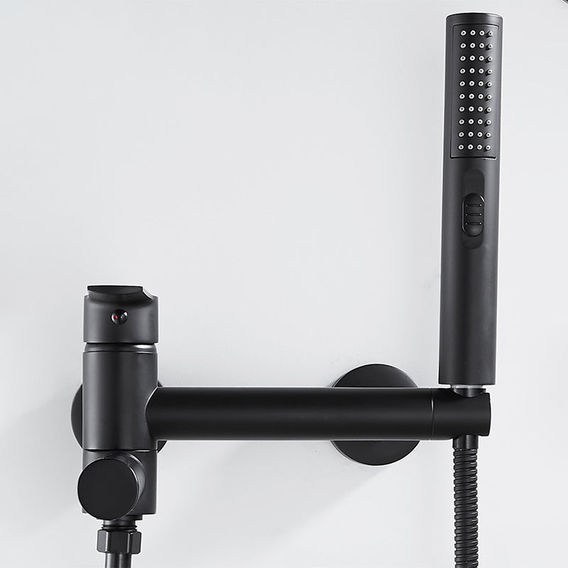 Wall Mounted Metal Tub Filler Single Handle Swivel Tub Faucet Trim Clearhalo 'Bathroom Remodel & Bathroom Fixtures' 'Bathtub Faucets' 'bathtub_faucets' 'Home Improvement' 'home_improvement' 'home_improvement_bathtub_faucets' 6497220