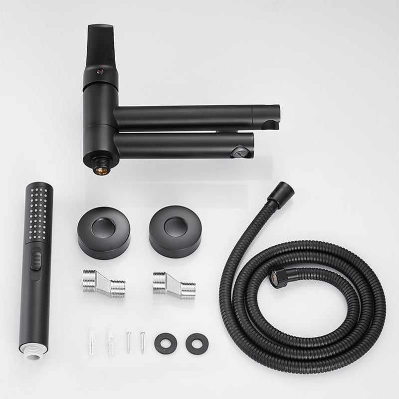 Wall Mounted Metal Tub Filler Single Handle Swivel Tub Faucet Trim Clearhalo 'Bathroom Remodel & Bathroom Fixtures' 'Bathtub Faucets' 'bathtub_faucets' 'Home Improvement' 'home_improvement' 'home_improvement_bathtub_faucets' 6497223