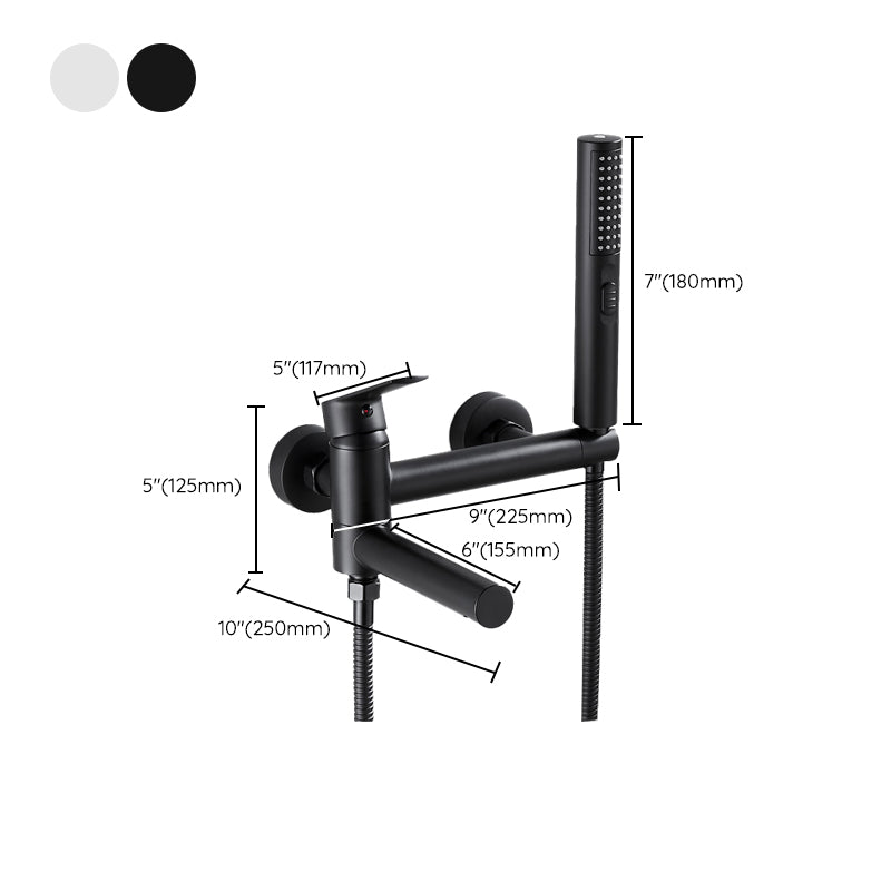 Wall Mounted Metal Tub Filler Single Handle Swivel Tub Faucet Trim Clearhalo 'Bathroom Remodel & Bathroom Fixtures' 'Bathtub Faucets' 'bathtub_faucets' 'Home Improvement' 'home_improvement' 'home_improvement_bathtub_faucets' 6497226