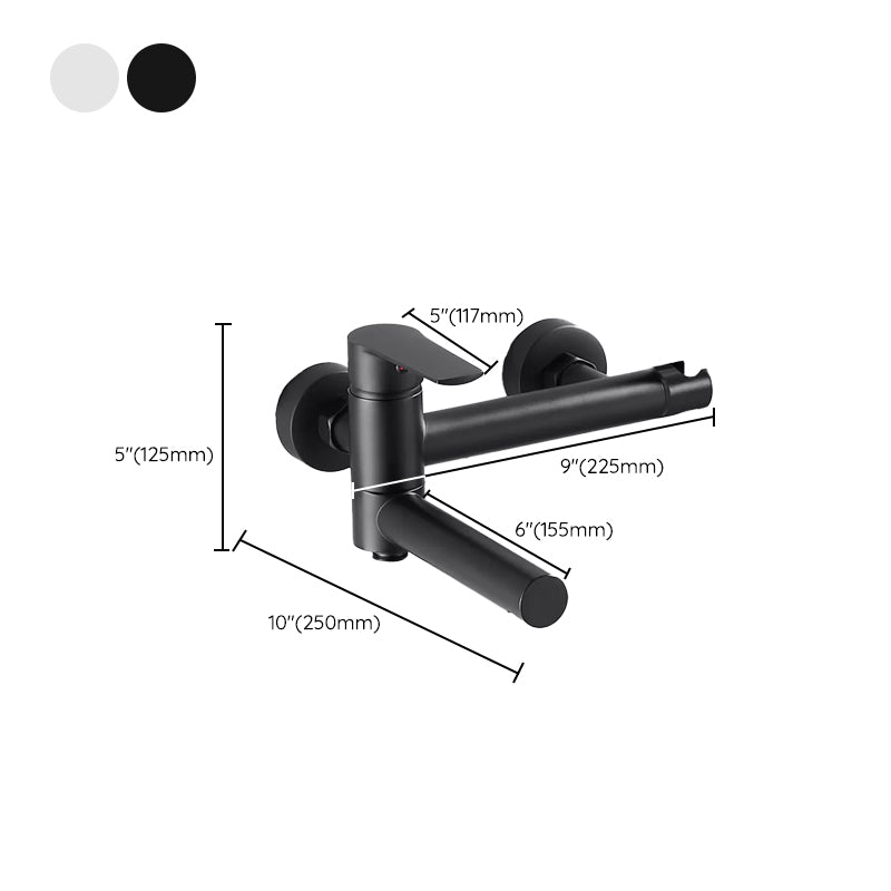 Wall Mounted Metal Tub Filler Single Handle Swivel Tub Faucet Trim Clearhalo 'Bathroom Remodel & Bathroom Fixtures' 'Bathtub Faucets' 'bathtub_faucets' 'Home Improvement' 'home_improvement' 'home_improvement_bathtub_faucets' 6497227