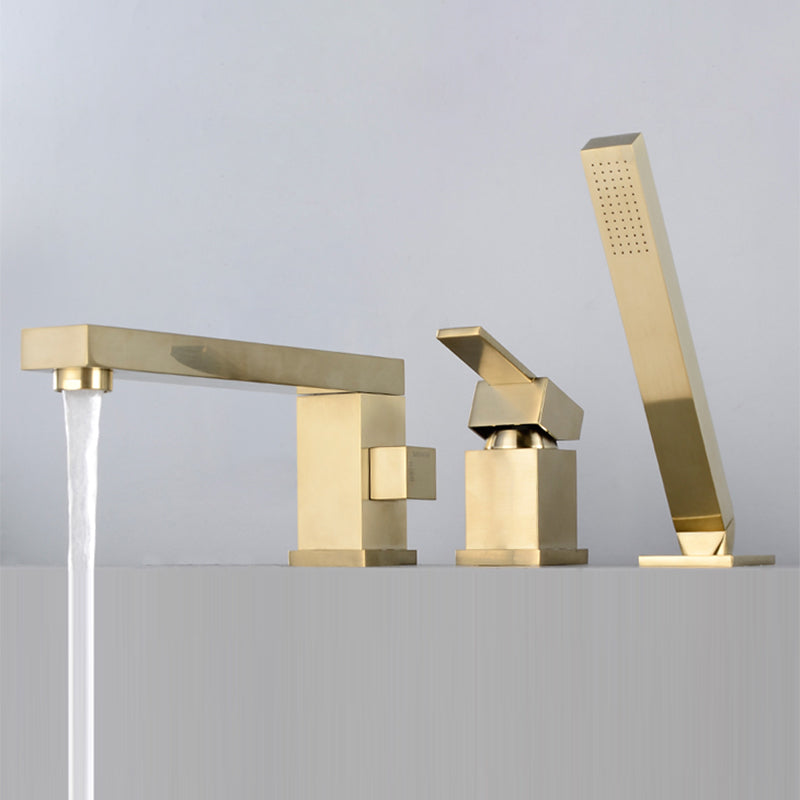 Deck Mounted Metal Freestanding Tub Filler Swivel Freestanding Faucet Clearhalo 'Bathroom Remodel & Bathroom Fixtures' 'Bathtub Faucets' 'bathtub_faucets' 'Home Improvement' 'home_improvement' 'home_improvement_bathtub_faucets' 6497240