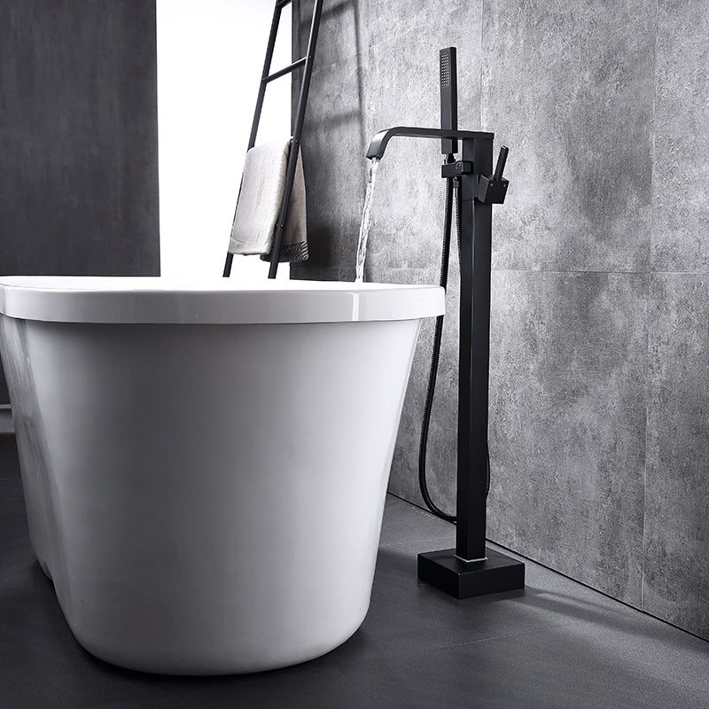 Floor Mounted Metal Freestanding Tub Filler Swivel Freestanding Faucet Clearhalo 'Bathroom Remodel & Bathroom Fixtures' 'Bathtub Faucets' 'bathtub_faucets' 'Home Improvement' 'home_improvement' 'home_improvement_bathtub_faucets' 6497258