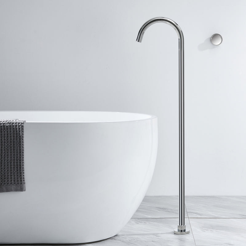 Floor Mounted Metal Freestanding Tub Filler Swivel Freestanding Faucet Chrome Round Hand Shower Not Included Clearhalo 'Bathroom Remodel & Bathroom Fixtures' 'Bathtub Faucets' 'bathtub_faucets' 'Home Improvement' 'home_improvement' 'home_improvement_bathtub_faucets' 6497267