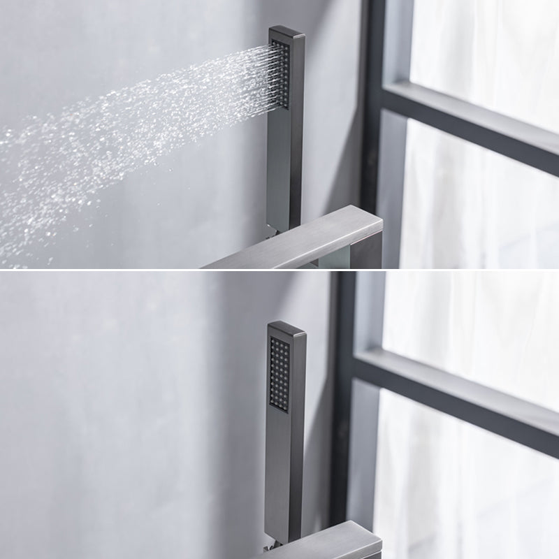 Floor Mounted Metal Freestanding Tub Filler Swivel Freestanding Faucet Clearhalo 'Bathroom Remodel & Bathroom Fixtures' 'Bathtub Faucets' 'bathtub_faucets' 'Home Improvement' 'home_improvement' 'home_improvement_bathtub_faucets' 6497268