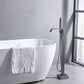 Floor Mounted Metal Freestanding Tub Filler Swivel Freestanding Faucet Gun Grey Square Rectangle Hand Shower Included Clearhalo 'Bathroom Remodel & Bathroom Fixtures' 'Bathtub Faucets' 'bathtub_faucets' 'Home Improvement' 'home_improvement' 'home_improvement_bathtub_faucets' 6497285