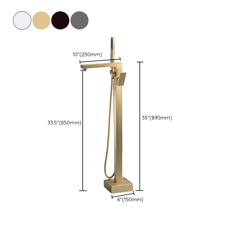 Floor Mounted Metal Freestanding Tub Filler Swivel Freestanding Faucet Clearhalo 'Bathroom Remodel & Bathroom Fixtures' 'Bathtub Faucets' 'bathtub_faucets' 'Home Improvement' 'home_improvement' 'home_improvement_bathtub_faucets' 6497289