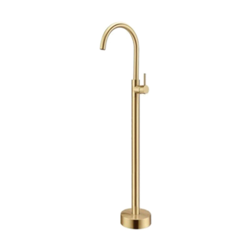 Floor Mounted Copper Freestanding Tub Filler Freestanding High Arc Tub Filler Trim Gold Hand Shower Not Included Ground Clearhalo 'Bathroom Remodel & Bathroom Fixtures' 'Bathtub Faucets' 'bathtub_faucets' 'Home Improvement' 'home_improvement' 'home_improvement_bathtub_faucets' 6497310