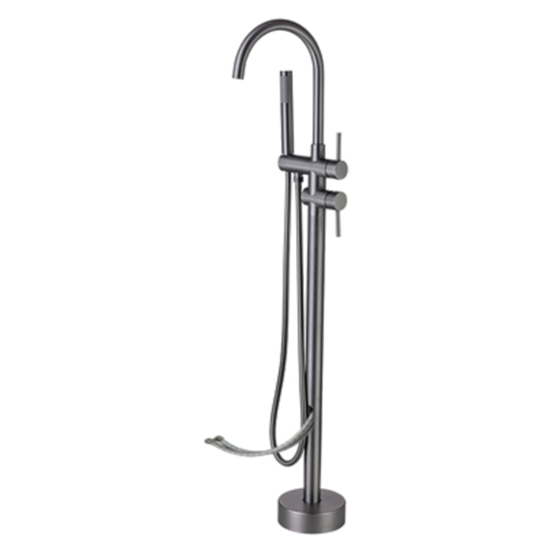 Floor Mounted Copper Freestanding Tub Filler Freestanding High Arc Tub Filler Trim Gun Grey Hand Shower Included Wall Clearhalo 'Bathroom Remodel & Bathroom Fixtures' 'Bathtub Faucets' 'bathtub_faucets' 'Home Improvement' 'home_improvement' 'home_improvement_bathtub_faucets' 6497315