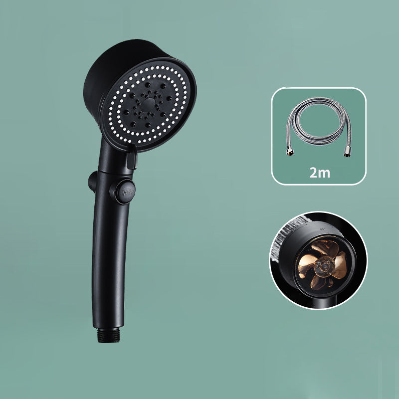 Wall-mounted Shower Head Plastic Bathroom Handheld Shower Head Black Shower Head with Hose 2 meter Hose Clearhalo 'Bathroom Remodel & Bathroom Fixtures' 'Home Improvement' 'home_improvement' 'home_improvement_shower_heads' 'Shower Heads' 'shower_heads' 'Showers & Bathtubs Plumbing' 'Showers & Bathtubs' 6497373