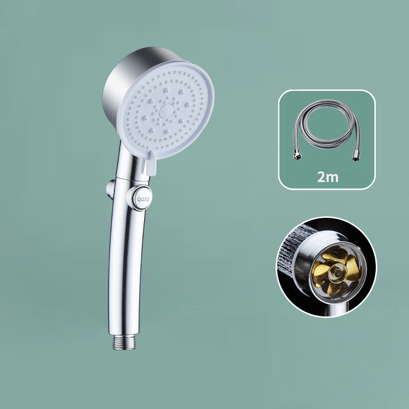 Wall-mounted Shower Head Plastic Bathroom Handheld Shower Head Silver Shower Head with Hose 2 meter Hose Clearhalo 'Bathroom Remodel & Bathroom Fixtures' 'Home Improvement' 'home_improvement' 'home_improvement_shower_heads' 'Shower Heads' 'shower_heads' 'Showers & Bathtubs Plumbing' 'Showers & Bathtubs' 6497391