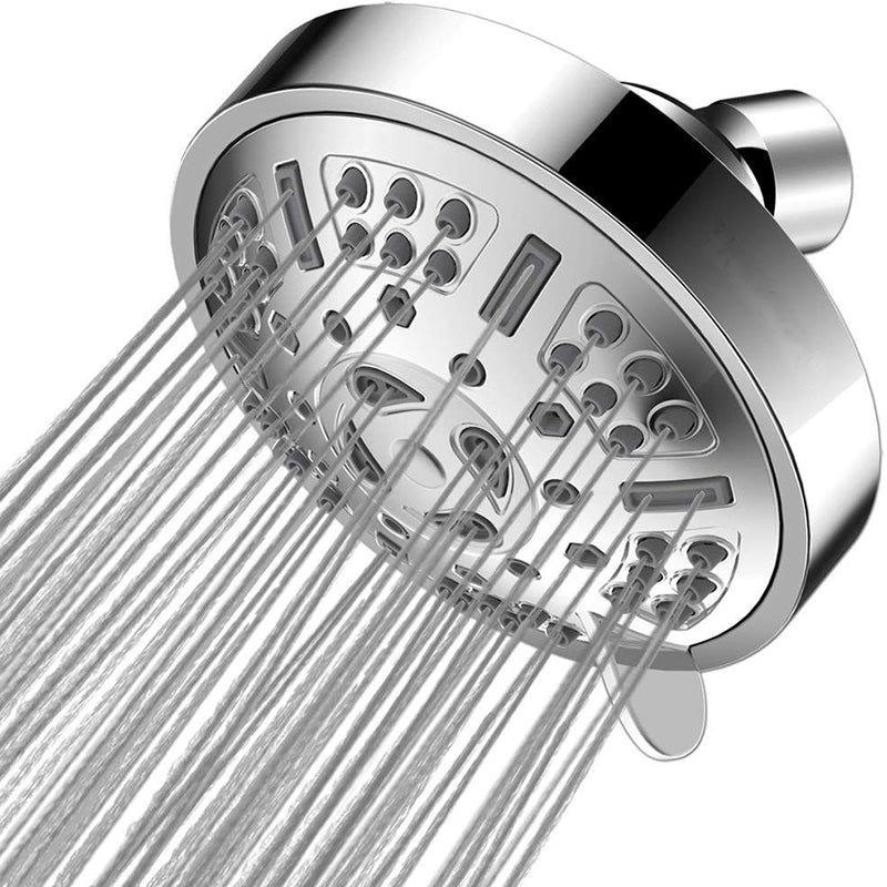 Modern Style Fixed Shower Head in Silver 9-Settings Wall-Mount Showerhead Clearhalo 'Bathroom Remodel & Bathroom Fixtures' 'Home Improvement' 'home_improvement' 'home_improvement_shower_heads' 'Shower Heads' 'shower_heads' 'Showers & Bathtubs Plumbing' 'Showers & Bathtubs' 6497394