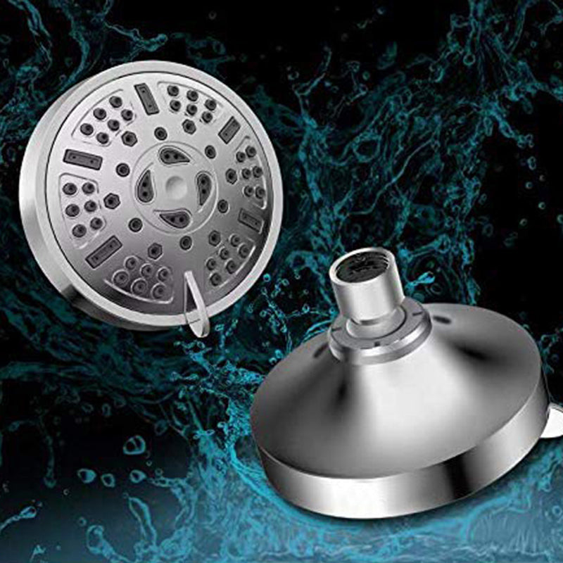 Modern Style Fixed Shower Head in Silver 9-Settings Wall-Mount Showerhead Clearhalo 'Bathroom Remodel & Bathroom Fixtures' 'Home Improvement' 'home_improvement' 'home_improvement_shower_heads' 'Shower Heads' 'shower_heads' 'Showers & Bathtubs Plumbing' 'Showers & Bathtubs' 6497395