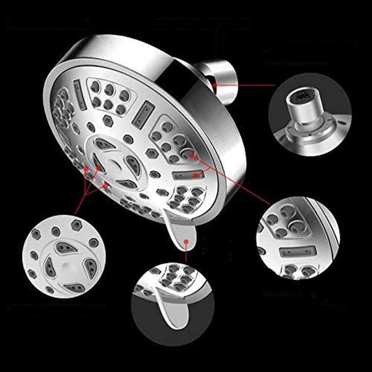 Modern Style Fixed Shower Head in Silver 9-Settings Wall-Mount Showerhead Clearhalo 'Bathroom Remodel & Bathroom Fixtures' 'Home Improvement' 'home_improvement' 'home_improvement_shower_heads' 'Shower Heads' 'shower_heads' 'Showers & Bathtubs Plumbing' 'Showers & Bathtubs' 6497396