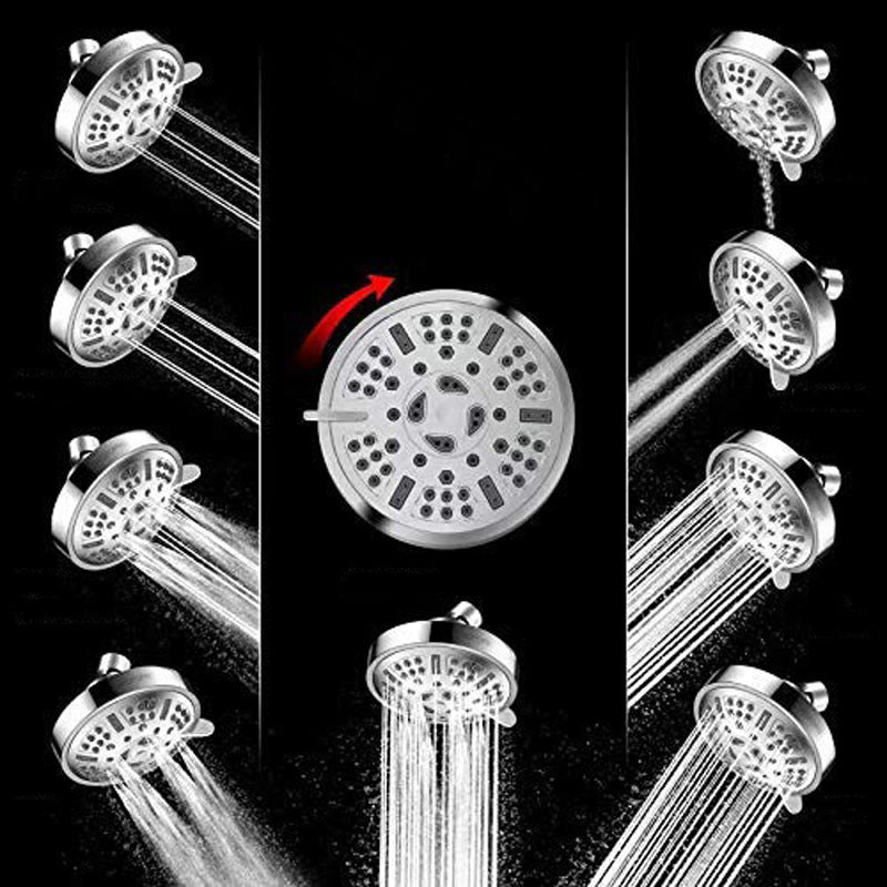 Modern Style Fixed Shower Head in Silver 9-Settings Wall-Mount Showerhead Clearhalo 'Bathroom Remodel & Bathroom Fixtures' 'Home Improvement' 'home_improvement' 'home_improvement_shower_heads' 'Shower Heads' 'shower_heads' 'Showers & Bathtubs Plumbing' 'Showers & Bathtubs' 6497397