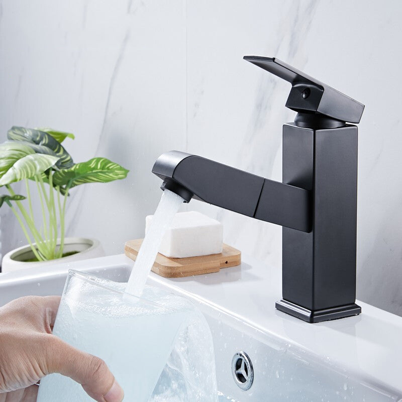 Contemporary Style Faucets Single Lever Handle Swivel Spout Faucets Clearhalo 'Bathroom Remodel & Bathroom Fixtures' 'Bathroom Sink Faucets' 'Bathroom Sinks & Faucet Components' 'bathroom_sink_faucets' 'Home Improvement' 'home_improvement' 'home_improvement_bathroom_sink_faucets' 6497446