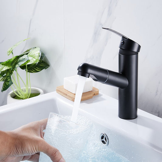 Contemporary Style Faucets Single Lever Handle Swivel Spout Faucets Clearhalo 'Bathroom Remodel & Bathroom Fixtures' 'Bathroom Sink Faucets' 'Bathroom Sinks & Faucet Components' 'bathroom_sink_faucets' 'Home Improvement' 'home_improvement' 'home_improvement_bathroom_sink_faucets' 6497448