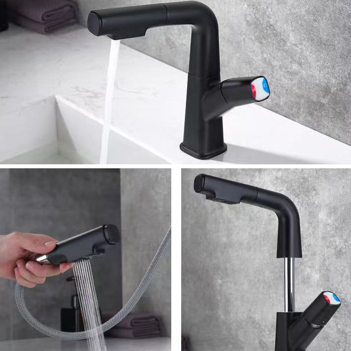 Brass Contemporary Sink Faucet Pull-out Circular Bathroom Faucet Clearhalo 'Bathroom Remodel & Bathroom Fixtures' 'Bathroom Sink Faucets' 'Bathroom Sinks & Faucet Components' 'bathroom_sink_faucets' 'Home Improvement' 'home_improvement' 'home_improvement_bathroom_sink_faucets' 6497488