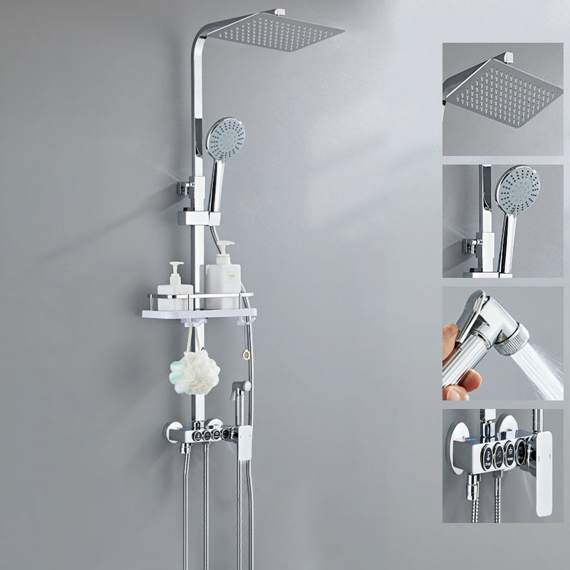 Contemporary Style Shower System Spot Resist Copper Wall Mounted Shower System Silver Temperature Control Digital Display Not Included Clearhalo 'Bathroom Remodel & Bathroom Fixtures' 'Home Improvement' 'home_improvement' 'home_improvement_shower_faucets' 'Shower Faucets & Systems' 'shower_faucets' 'Showers & Bathtubs Plumbing' 'Showers & Bathtubs' 6497529