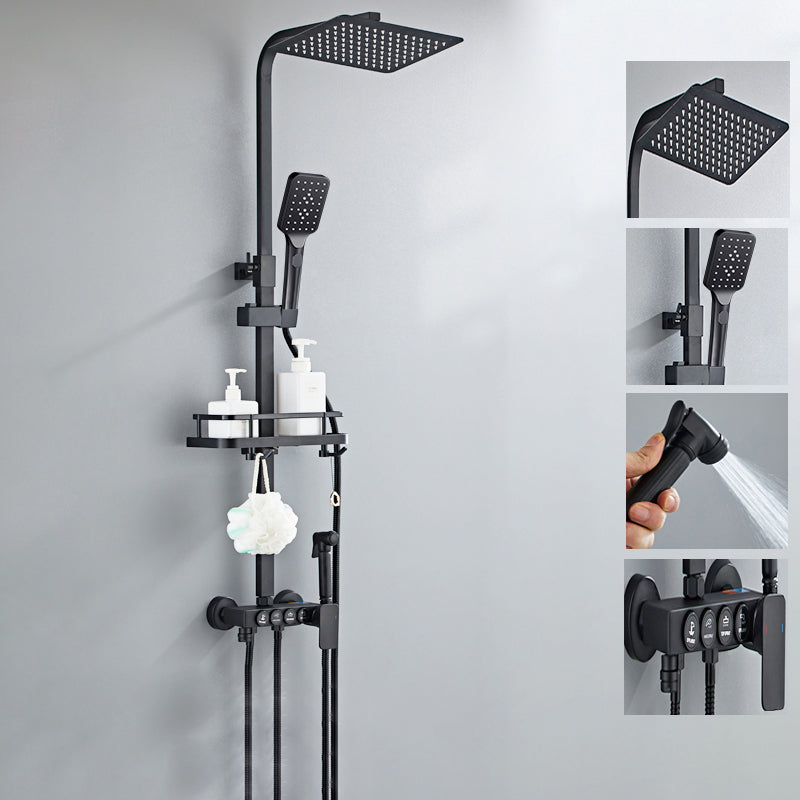 Contemporary Style Shower System Spot Resist Copper Wall Mounted Shower System Black Temperature Control Digital Display Not Included Clearhalo 'Bathroom Remodel & Bathroom Fixtures' 'Home Improvement' 'home_improvement' 'home_improvement_shower_faucets' 'Shower Faucets & Systems' 'shower_faucets' 'Showers & Bathtubs Plumbing' 'Showers & Bathtubs' 6497536