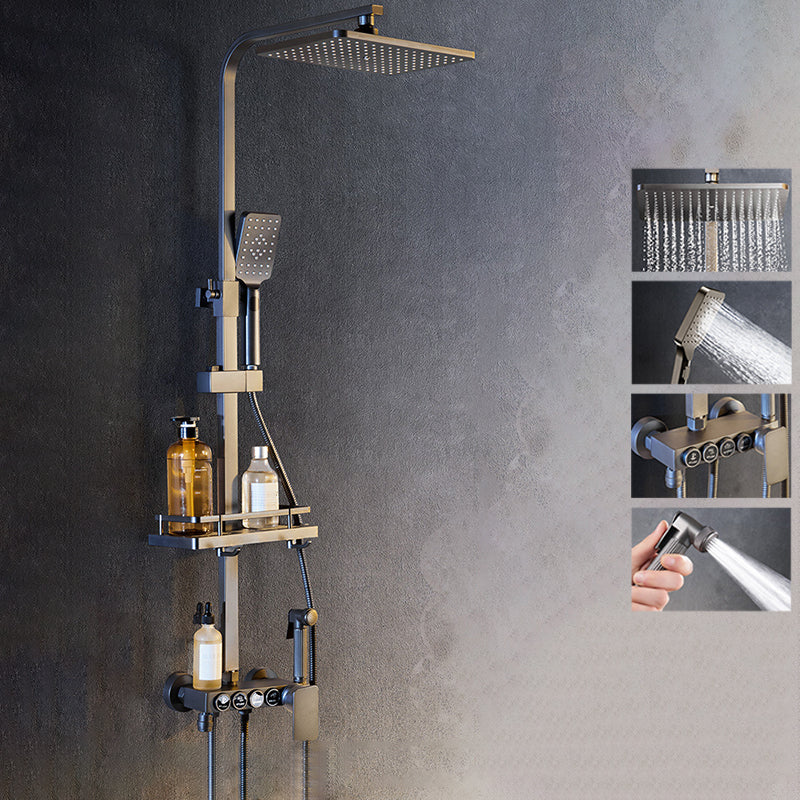 Modern Shower System Rectangle Handle Lever Wall Mounted Copper Shower System Grey Temperature Control Digital Display Not Included Clearhalo 'Bathroom Remodel & Bathroom Fixtures' 'Home Improvement' 'home_improvement' 'home_improvement_shower_faucets' 'Shower Faucets & Systems' 'shower_faucets' 'Showers & Bathtubs Plumbing' 'Showers & Bathtubs' 6497551