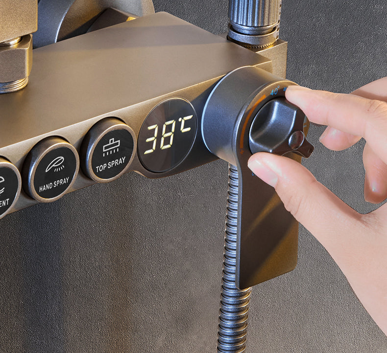 Modern Shower System Rectangle Handle Lever Wall Mounted Copper Shower System Clearhalo 'Bathroom Remodel & Bathroom Fixtures' 'Home Improvement' 'home_improvement' 'home_improvement_shower_faucets' 'Shower Faucets & Systems' 'shower_faucets' 'Showers & Bathtubs Plumbing' 'Showers & Bathtubs' 6497564