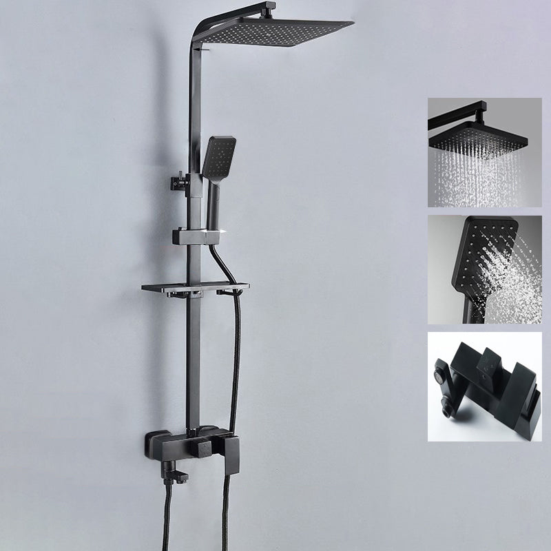 Contemporary Style Shower System Spot Resist Wall Mounted Copper Shower System Grey 3 Pressure Boost Clearhalo 'Bathroom Remodel & Bathroom Fixtures' 'Home Improvement' 'home_improvement' 'home_improvement_shower_faucets' 'Shower Faucets & Systems' 'shower_faucets' 'Showers & Bathtubs Plumbing' 'Showers & Bathtubs' 6497581