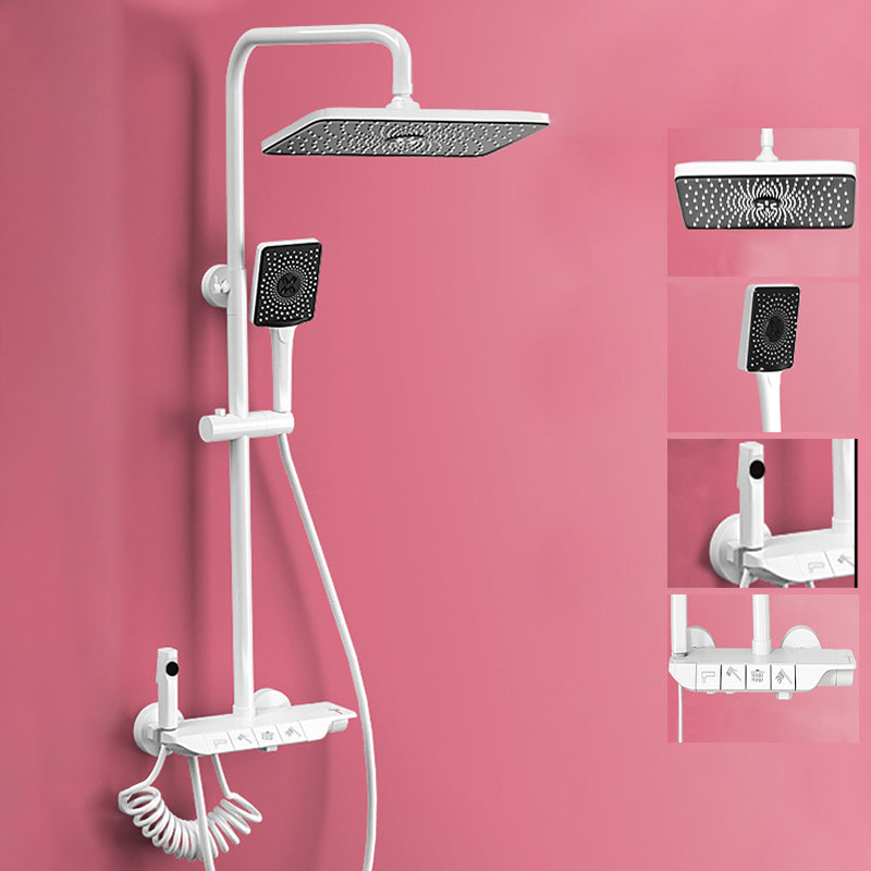 Modern Style Shower System Spot Resist Wall Mounted Rain Shower System White Digital Display Not Included Clearhalo 'Bathroom Remodel & Bathroom Fixtures' 'Home Improvement' 'home_improvement' 'home_improvement_shower_faucets' 'Shower Faucets & Systems' 'shower_faucets' 'Showers & Bathtubs Plumbing' 'Showers & Bathtubs' 6497623